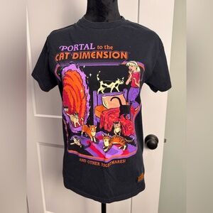 Steven Rhodes Portal To The Cat Dimension Classic Black T-Shirt Men's SMALL